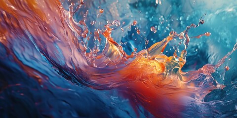 Poster - Vibrant Abstract Water Splash with Colorful Swirls and Bubbles Capturing Motion and Fluid Dynamics