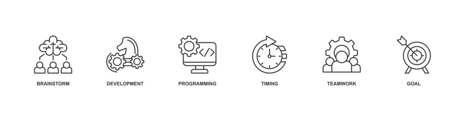 hackathon icon vector illustration concept with icon of brainstorm, development, programming, timing, teamwork, goal