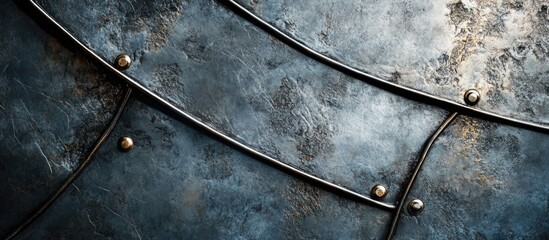 Poster - Metallic surface texture with riveted seams and dark patina Copy Space for design or art projects