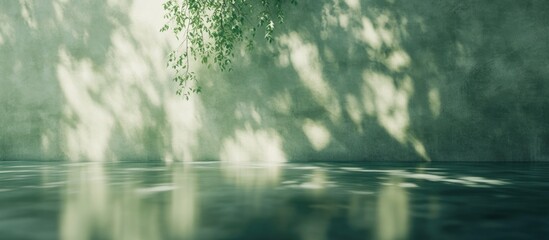 Aufkleber - Soft natural light reflections on water surface with greenery shadows and diffuse background Copy Space
