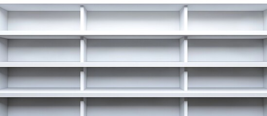 Leinwandbilder - Empty white shelving unit with multiple compartments and copy space for text or design elements.