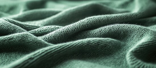 Poster - Textured green fabric surface with folds and shadows providing copy space for design purposes.
