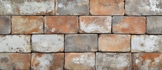 Leinwandbilder - Textured vintage brick wall with various colors and weathered appearance ideal for background and Copy Space.