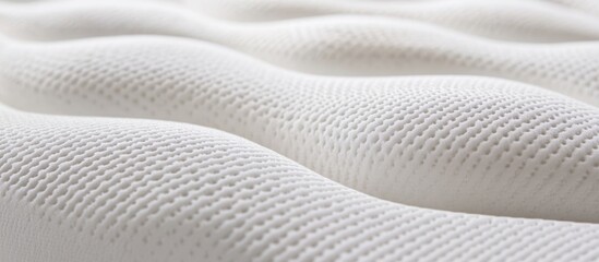 Aufkleber - Close-up of textured white mattress fabric showing waves and patterns with Copy Space for text placement.