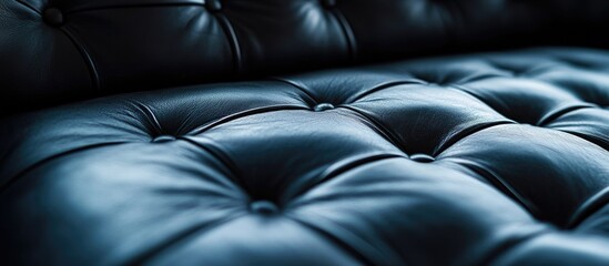 Aufkleber - Black leather tufted texture background with soft sheen and depth Copy Space