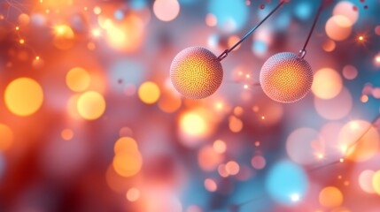Poster - Pastel Colored Bokeh in Soft Pink Yellow and Blue Hues on White to Beige Gradient Background