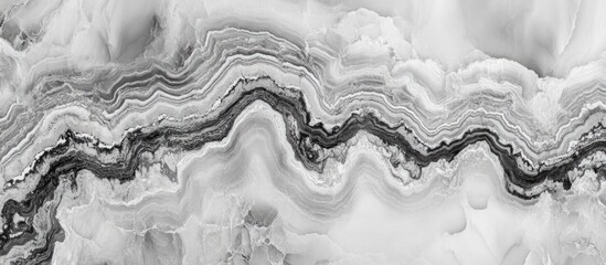 Aufkleber - Black and white abstract marble texture with wavy patterns and layers suitable for backgrounds and design elements Copy Space
