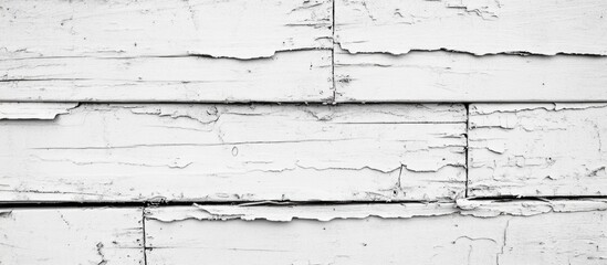 Wall Mural - Peeling White Paint on Wooden Wall with Horizontal Cracks and Texture