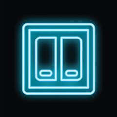 Poster - Blue glowing neon light switch with two buttons on a black background