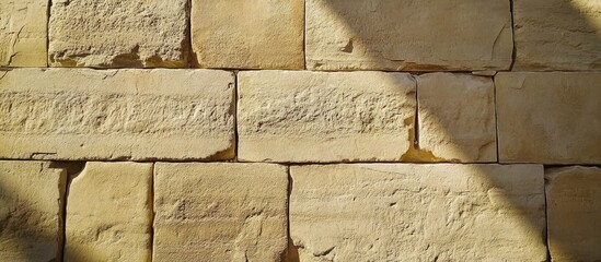 Poster - Rustic stone wall texture with sunlight and shadows
