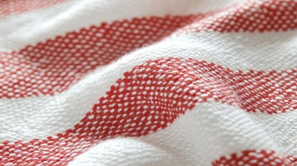Poster - Close-up of red and white textured fabric with woven pattern