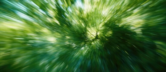 Leinwandbilder - Abstract motion blur of green foliage with a dynamic and vibrant appearance, showcasing light and shadow interplay, Copy Space.
