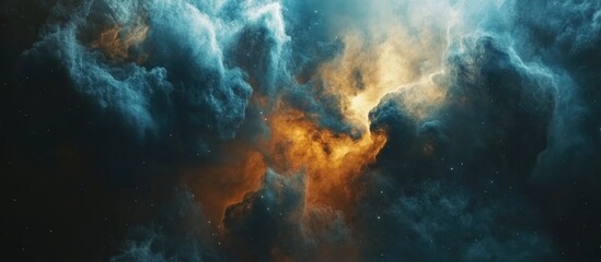 Poster - Vibrant nebula in a cosmic landscape featuring ample space for text ideal for backgrounds or graphic design projects