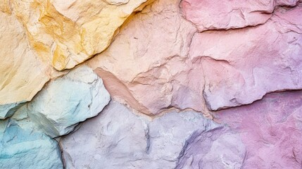 Poster - Colorful textured stone wall background with pastel hues and rough surface ideal for design applications Copy Space