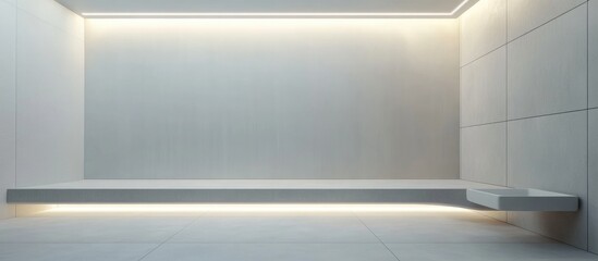 Leinwandbilder - Minimalist interior room with empty wall and led lighting featuring blank space for text or design elements Copy Space