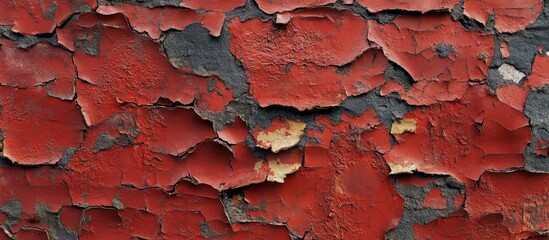 Wall Mural - Peeling Red and Black Paint Texture on Aged Surface