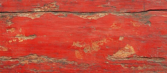 Poster - Weathered red wooden texture with visible grain and rough patches suitable for backgrounds or design projects Copy Space