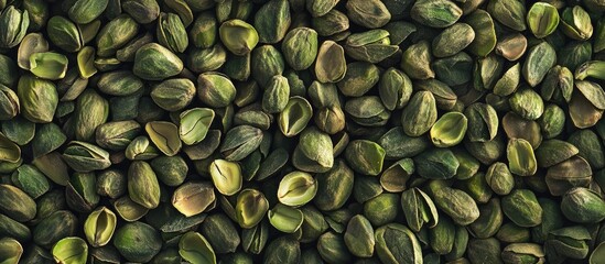 Poster - Green pumpkin seeds background texture with Copy Space for text placement