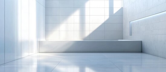 Aufkleber - Modern minimalistic interior space with natural light and clean lines featuring white walls and smooth flooring Copy Space