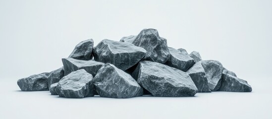 Aufkleber - Pile of textured gray stones on a light background with copy space for text