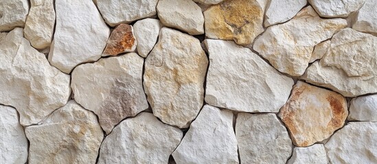 Wall Mural - Natural Stone Wall Texture with Various Sized Irregular Rocks in Neutral Tones