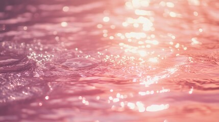 Leinwandbilder - Soft pink water surface with shimmering reflections and gentle ripples under bright light. Copy Space available.