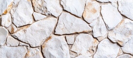 Aufkleber - Textured background of irregular white stone wall with natural variations and Copy Space for text placement