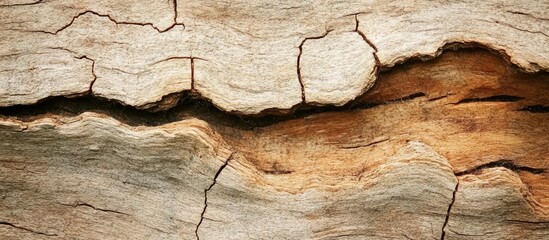 Aufkleber - Cracked textured surface of weathered wood with visible grain patterns and natural color variations Copy Space