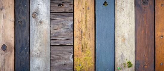 Poster - Vertical wooden planks with varied textures and colors forming a seamless pattern background.