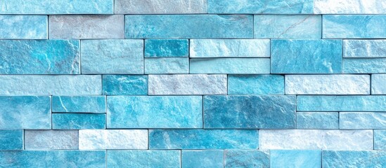 Poster - Textured blue and white stone wall background in a modern design with varied shades and Copy Space for text placement