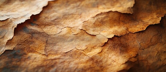 Poster - Detailed close-up of layered brown paper or leaf textures with warm tones and natural patterns Copy Space