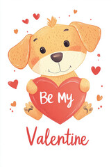 Wall Mural - Valentine’s Day greeting card design with cute dog and text.