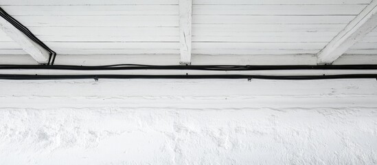 Leinwandbilder - White ceiling with exposed black electrical wiring and clean walls, showcasing modern architecture and design, Copy Space available.