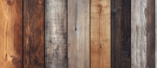 Poster - Wooden planks background with various natural textures and colors in vertical arrangement