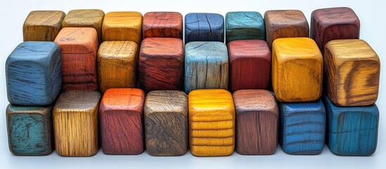 Aufkleber - Colorful Wooden Cubes Arrangement with Copy Space for Text