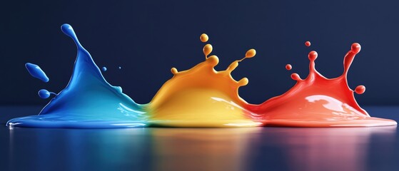 Aufkleber - Dynamic paint splash with vibrant colors on a dark background creating a fluid abstract effect