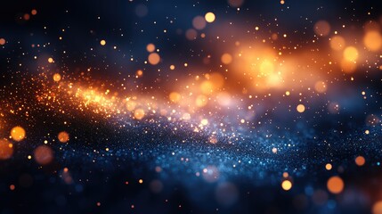 Poster - Blue gradient background with blurred bokeh lights creating a vibrant and joyful atmosphere suitable for various creative designs and projects