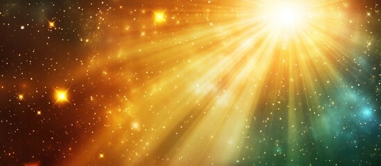 Poster - Vibrant abstract cosmic background featuring radiant light and starry elements ideal for digital design projects with space for text