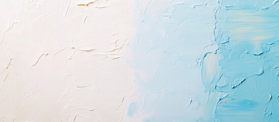 Poster - Abstract painted canvas texture in light tones featuring white and soft blue gradients with visible brush strokes and texture Copy Space