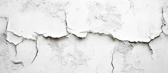 Poster - Cracked and Peeling White Wall Surface Texture with Copy Space