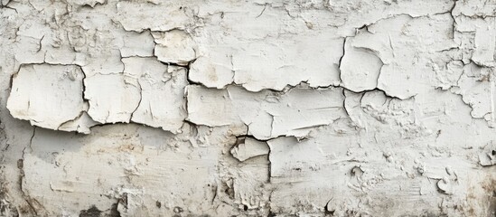 Wall Mural - Old peeling white paint on textured concrete wall surface