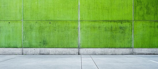 Leinwandbilder - Textured green concrete wall with smooth gray pavement Copy Space for background use