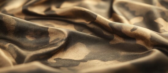 Poster - Close-up of abstract brown and black fabric texture with soft folds and lighting effects