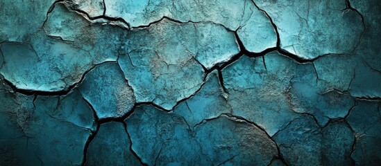 Poster - Textured blue cracked surface with detailed patterns and color variations ideal for backgrounds or design projects Copy Space