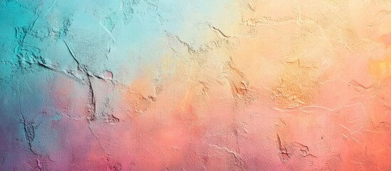 Poster - Abstract textured background with pastel gradient colors of blue, orange, and pink. Copy Space available for text placement.