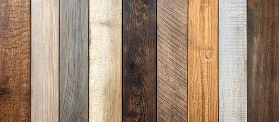 Poster - Colorful wooden planks vertical arrangement with various textures and shades