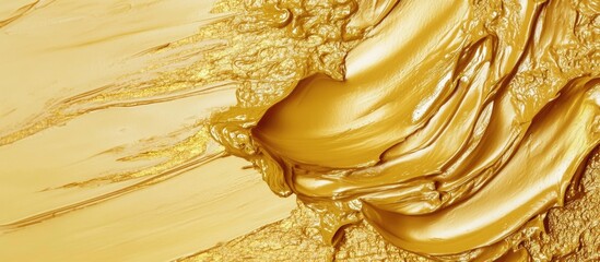 Poster - Golden paint texture background with abstract swirls and Copy Space for text placement