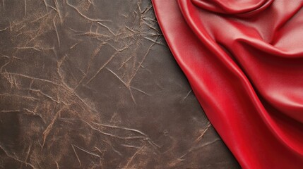 Poster - Brown latex texture and red rubber fabric with ample empty space for text or design elements in a stylish composition