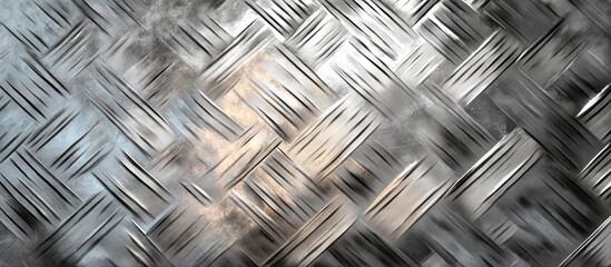 Poster - Textured metallic surface with diamond plate pattern reflecting light and shadows, suitable for industrial backgrounds, Copy Space available.
