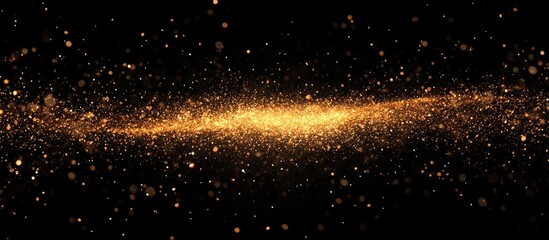 Poster - Glittering golden bokeh light effect background for celebration themed designs and video overlays with space for text inclusion